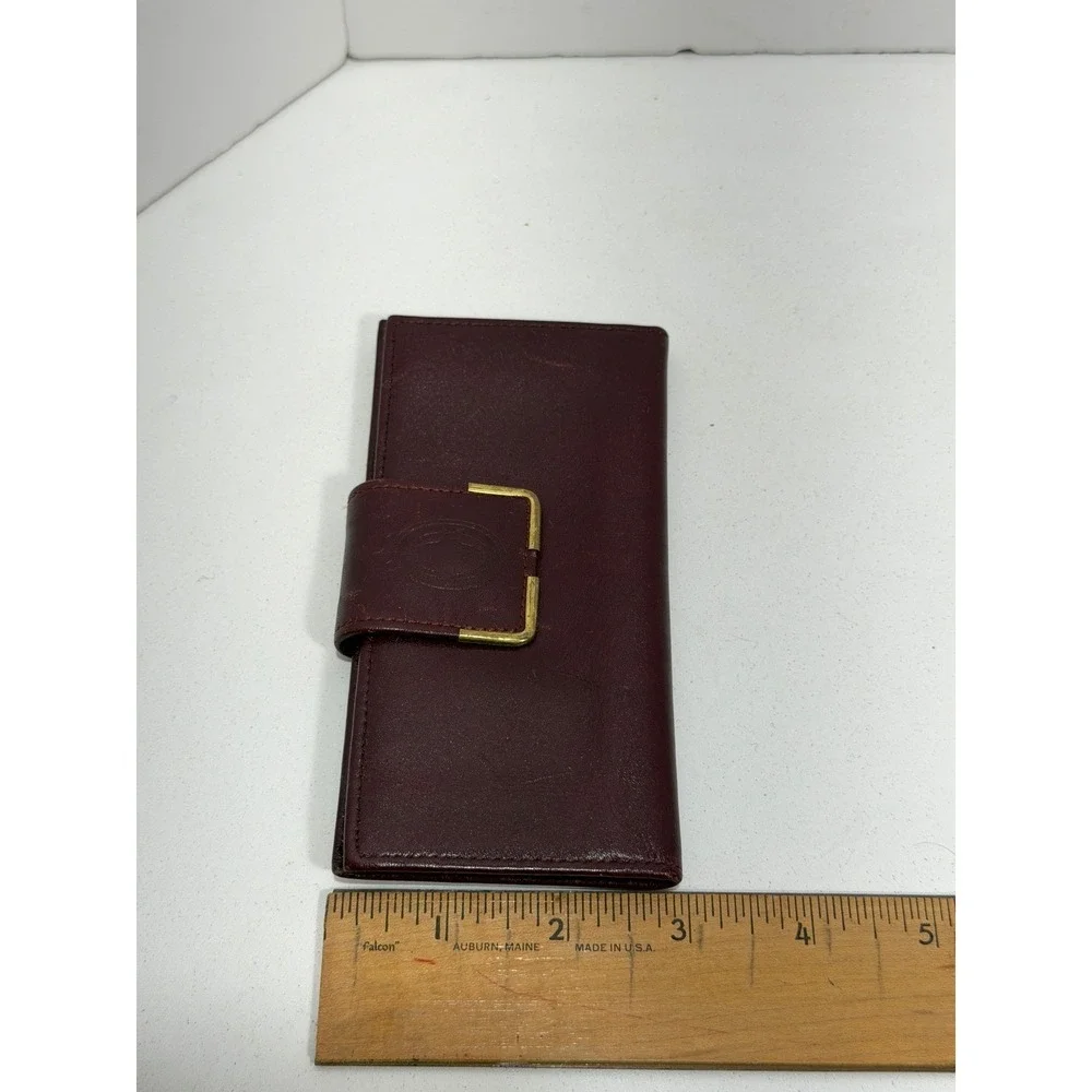 Buxton Vintage Burgundy Leather‎ Bifold Clutch Wallet Snap Closure checkbook